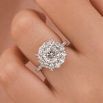 S925 Moissanite 1.2Ct Halo Round Cut White Gold Engagement Ring