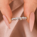 S925 Moissanite 0.3Ct White Gold Pavé Eternity Wedding Ring