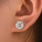S925 Moissanite 1.2Ct*2 Halo Round Cut White Gold Stud Earrings - Image 2