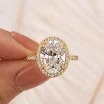 S925 Halo Oval Cut Simulated Diamond Engagement Ring - Image 6