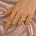 S925 Maxine Moissanite 2.0 Carat Round Cut Yellow Gold Wedding Ring Set with Wide Band - Image 3