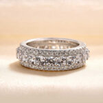 S925 Fashion Eternity 3 Row Design Round Cut Women's Wedding Band Ring - Image 3