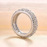 S925 Fashion Eternity 3 Row Design Round Cut Women's Wedding Band Ring - Image 4