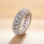 S925 Fashion Eternity 3 Row Design Round Cut Women's Wedding Band Ring - Image 5