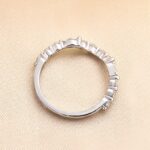 S925 Unique Half Round & Marquise Cut Wedding Band In Sterling Silver - Image 5
