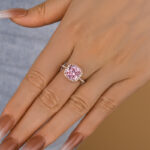 S925 Elegant Cushion Cut Synthetic Morganite Halo Engagement Ring In Sterling Silver - Image 2