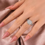 S925 Moissanite 2.0Ct Halo Round Cut White Gold Promise Ring With Round Cut Anniversary Ring - Image 4