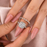 S925 Moissanite 2.0Ct Halo Round Cut White Gold Promise Ring With Round Cut Anniversary Ring - Image 2