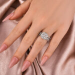 S925 Moissanite 2.0Ct Halo Round Cut White Gold Promise Ring With Round Cut & Marquise Cut Anniversary Ring - Image 4