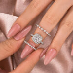 S925 Moissanite 2.0Ct Halo Round Cut White Gold Promise Ring With Round Cut & Marquise Cut Anniversary Ring - Image 2