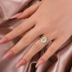 S925 Moissanite Solitaire 4.0Ct Oval Cut Yellow Gold Women's Wedding Ring Set - Image 4