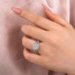 S925 Moissanite 2.0Ct Halo Round Cut White Gold Promise Ring With Round Cut Anniversary Ring - Image 3