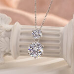 S925 Maxine Moissanite 3.8 Ct Round Cut White Gold Pendant Necklace - Image 2