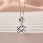 S925 Maxine Moissanite 3.8 Ct Round Cut White Gold Pendant Necklace - Image 3