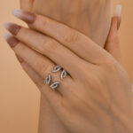 S925 Maxine Unique White Gold Open Wedding Band In Sterling Silver - Image 2