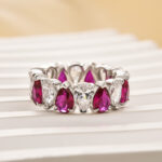 S925 Maxine Special Full Pear Cut Women's Wedding Band In Sterling Silver - Image 11