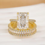 S925 Maxine Elongated 5.0Ct Radiant Cut Wedding Ring With Emerald Cut Wedding Band - Image 6
