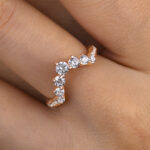 S925 Unique Rose Gold V-shaped Design Wedding Band - Image 2