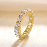 S925 Unique Cushion & Radiant Cut Women's Wedding Band In Sterling Silver - Image 9