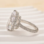 S925 Maxine Honorable 8.0 Carat Pear Cut Simulated Diamond Engagement Ring In Sterling Silver - Image 4