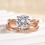 S925 Maxine Moissanite Twist 2.0 Carat Round Cut Wedding Ring Set In Sterling Silver - Image 7