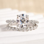 S925 Maxine Moissanite 2.0 Carat Cushion Cut Wedding Ring Set In Sterling Silver - Image 7
