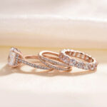 S925 3PC Wedding Ring Set 4.5 Carat Cushion Cut Engagement Rings With Criss Cross Wedding Band & Eternity Wedding Band - Image 14