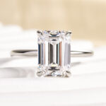 S925 Moissanite 3.5 Carat Solitaire Emerald Cut Engagement Ring - Image 3