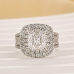 S925 2.0Ct Princess Cut Double Halo Split Shank Engagement Ring In Sterling Silver - Image 3