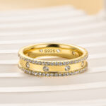S925 Gorgeous Yellow Gold Wide Women's Wedding Band In Sterling Silver - Image 8