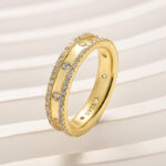 S925 Gorgeous Yellow Gold Wide Women's Wedding Band In Sterling Silver - Image 7