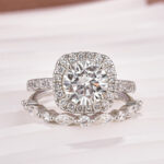 S925 Moissanite 2.0Ct Halo Round Cut White Gold Promise Ring With Round Cut Anniversary Ring - Image 5