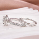 S925 Moissanite 2.0Ct Halo Round Cut White Gold Promise Ring With Round Cut Anniversary Ring - Image 6