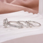 S925 Moissanite 2.0Ct Halo Round Cut White Gold Promise Ring With Round Cut & Marquise Cut Anniversary Ring - Image 6