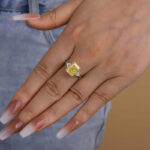S925 Radiant Cut Yellow Stone Two-Tone Engagement Ring With Triangle Cut Side-stones - Image 5