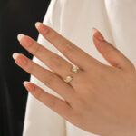 S925 Moissanite 1.0Ct Pear Cut Yellow Gold Open Wedding Band In Sterling Silver - Image 3