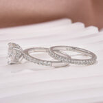 S925 Moissanite 2.5Ct Cushion Cut White Gold Bridal Wedding Ring Set - Image 6