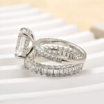 S925 Maxine Luxurious Emerald Cut Wedding Ring Set In Sterling Silver - Image 5