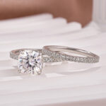 S925 Moissanite 2.5Ct Cushion Cut White Gold Bridal Wedding Ring Set - Image 5