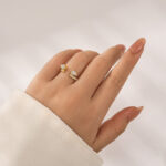 S925 Moissanite 1.0Ct Pear Cut Yellow Gold Open Wedding Band In Sterling Silver - Image 4
