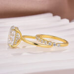S925 Moissanite Solitaire 5.5Ct Oval Cut Wedding Ring Set With Round Cut Wedding Band - Image 4