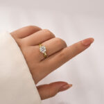 S925 Moissanite 2.0 Ct Twig 6 Prong Round Cut Twist Yellow Gold Engagement Ring - Image 3