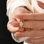 S925 Moissanite 2.0 Ct Twig 6 Prong Round Cut Twist Yellow Gold Engagement Ring - Image 2