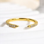 S925 Maxine Unique Yellow Gold Open Wedding Band In Sterling Silver - Image 4