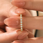 S925 Moissanite 1.2 Ct Round Cut Yellow Gold Anniversary Ring
