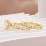 S925 Moissanite 4.0Ct Round Cut Side Stone White/Yellow Gold Travel Bridal Set - Image 9