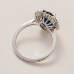 S925 Luxurious Halo Oval Cut Blue Sapphire Engagement Ring In Sterling Silver - Image 4