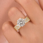 S925 Moissanite 4.0Ct Round Cut Side Stone White/Yellow Gold Travel Bridal Set - Image 7
