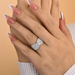 S925 Stunning Cross Emerald Cut Women's Wedding Band - Image 2