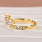 S925 Moissanite 1.0Ct Pear Cut Yellow Gold Open Wedding Band In Sterling Silver - Image 5